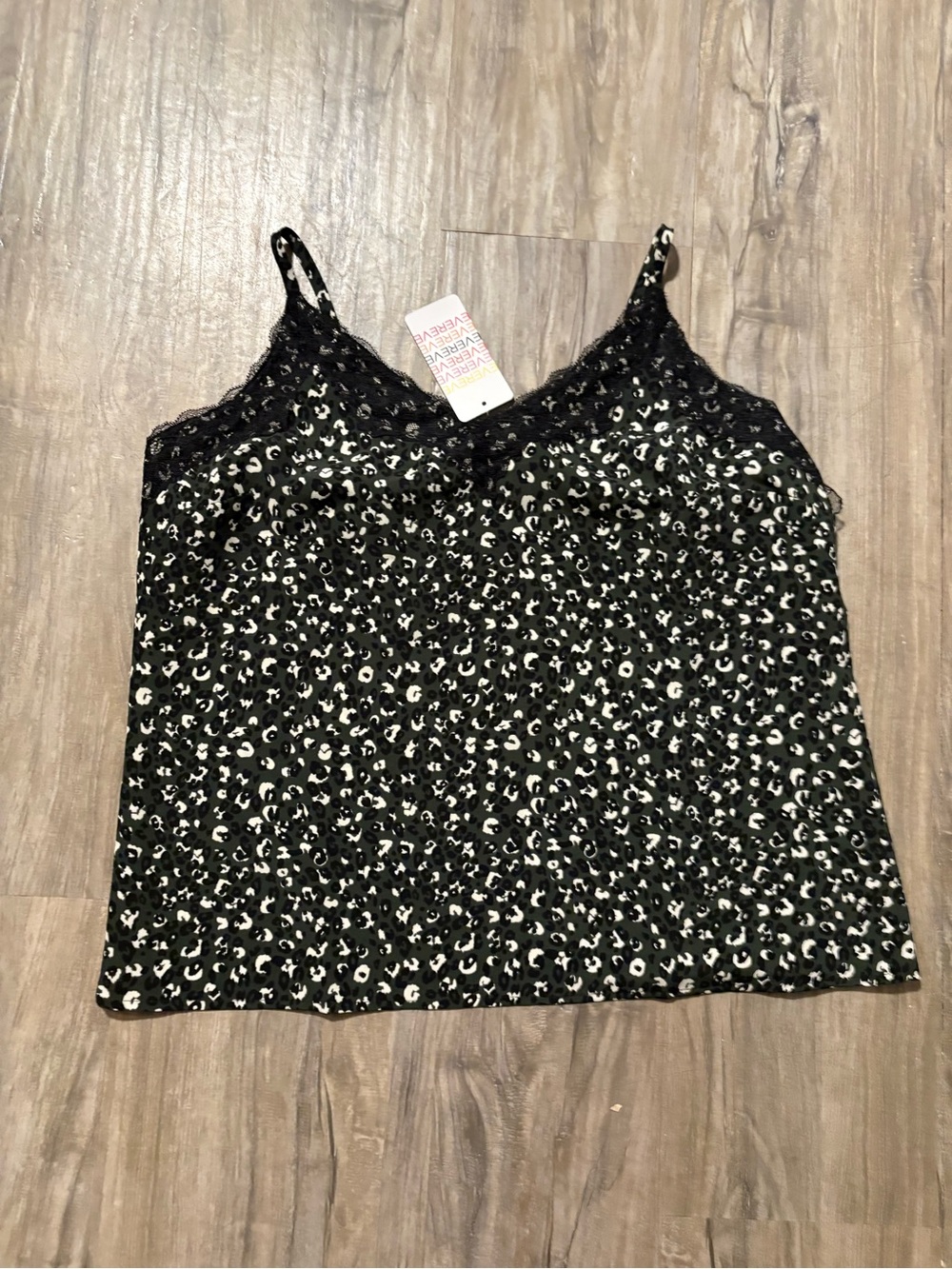 Sanctuary Olive, Black & White Leopard-Print Lace Cami